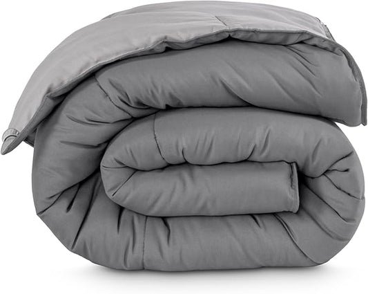 Bare Home Oversized Queen Comforter - Reversible Colors - Goose Down Alternative - Ultra-Soft - Premium 1800 Series - All Season Warmth - Bedding Comforter (Oversized Queen, Grey/Light Grey)