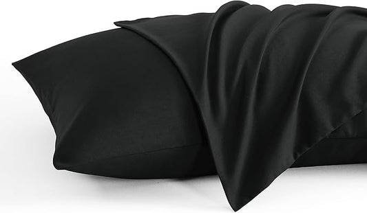 NTBAY King Pillow Cases Set of 2, 2 Pack Brushed Microfiber 20x36 Pillow Cases, Soft, Wrinkle, Fade, Stain Resistant Black Pillow Cases with Envelope Closure, 20x36 Inches, Black