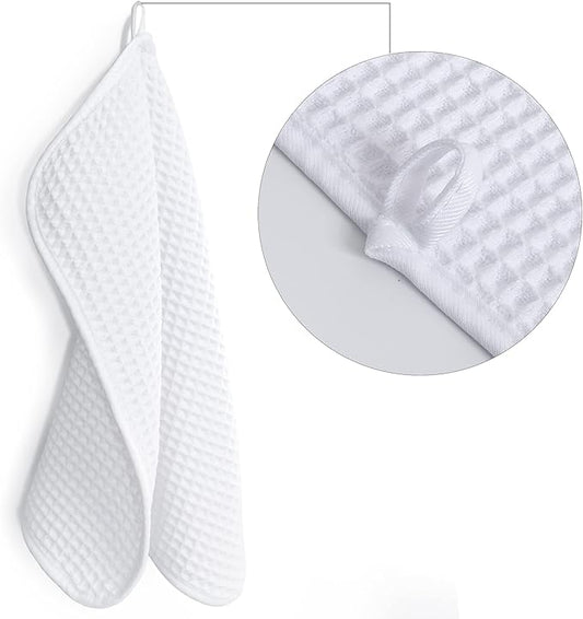POLYTE 430 GSM Microfiber Lint Free Washcloth Face Towel, 13 x 13 in, 4 Pack (Waffle Weave)