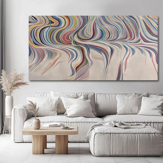 YETHEN WAL Rainbow Swirl Wall Art Colorful Abstract Canvas Prints Modern Fluid Artwork for Living Room Bedroom Office Decor 24x48 Inch
