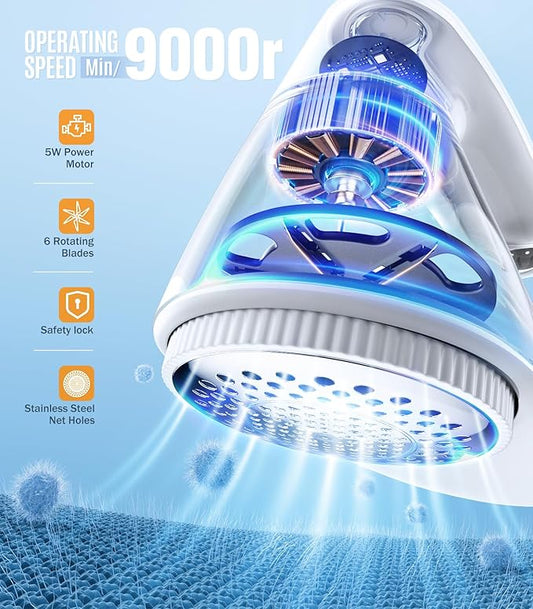 POPCHOSE Fabric Shaver, Rechargeable Lint Remover Defuzzer Sweater Shaver, Fuzz Remover for Clothes, Sweater, Furniture, Couch, Cashmere(Two 6-Leaf Blades Extra, Electrostatic Brush)…