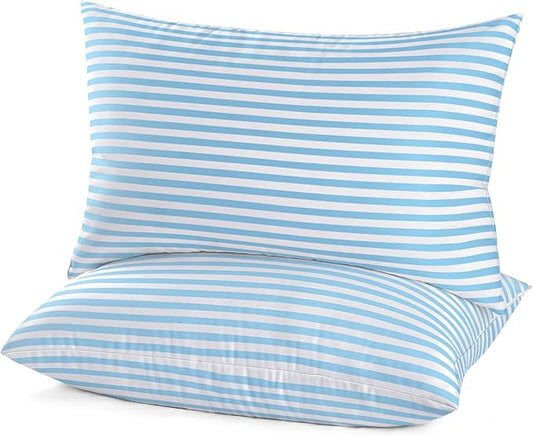EIUE Bed Pillows for Sleeping 2 Pack Queen Size,Super Soft Down Alternative Microfiber Filled Pillows,Pillows for Side and Back Sleepers,20 x 30 Inches,Blue