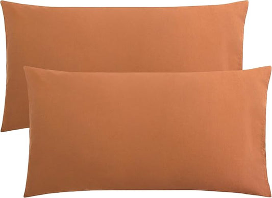 FLXXIE 2 Pack Microfiber King Pillow Cases, 1800 Super Soft Pillowcases with Envelope Closure, Wrinkle, Fade and Stain Resistant Pillow Covers, 20x36, Tan