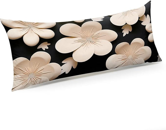 Microfiber Body Pillow Cover with Hidden Zipper,Comfortable Fabric,Floral Print Pattern Body Pillow Case,Lightweight and Breathable,The Size is 20 "X 54"(07-Petal)