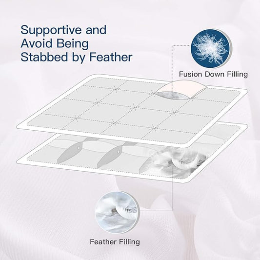 ELEMUSE Full Size Extra Thick Fusion Goose Down Feather Filled Mattress Topper, Plush Fluffy Double Layer Pillowtop Mattress Pad Cover, Soft Featherbed with 8-21 Inch Deep Pocket