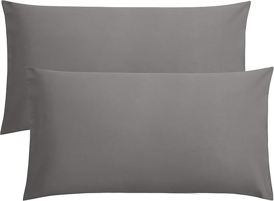 FLXXIE 2 Pack Microfiber King Pillow Cases, 1800 Super Soft Pillowcases with Envelope Closure, Wrinkle, Fade and Stain Resistant Pillow Covers, 20x36, Dark Grey