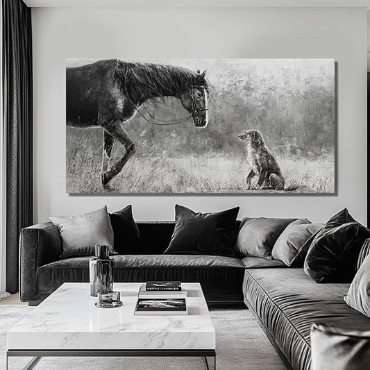 Dog Wall Picture Contemporary Canvas Wall Art Animal Wall Paintings 24"x48" Wall Prints for Living Room Pictures for Office