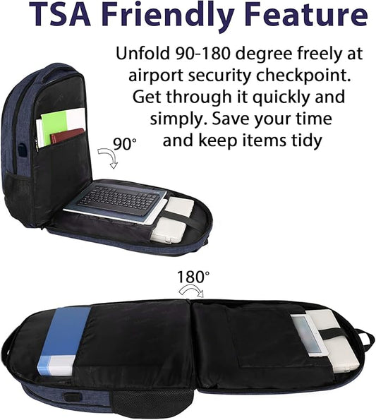 MATEIN Extra Large Laptop Backpack for Men, 50 L Travel Carry On TSA Approved Backpack with USB Port & Trolley Sleeve, Waterproof Business Work Bag Fits 18.4 Inch Computer Notebook, Dark Blue