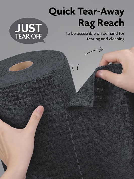 Fantasticlean Microfiber Cleaning Cloth Roll -675 Pack, Tear Away Microfiber Towels, 12" x 12", Reusable, Washable, Ultra Absorbent for All-Around Cleaning Supplies (9 Rolls of DimGray)