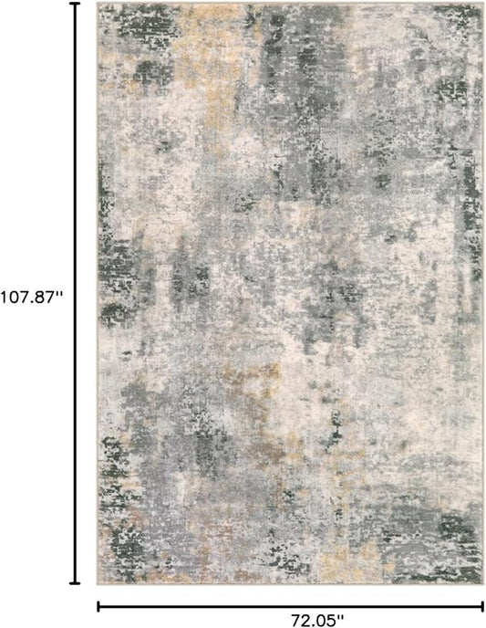Lahome Modern Abstract Area Rug 6x9 Rugs for Living Room, Washable Accent Bedroom Rug Low Pile Non Slip, Grey Soft Indoor Contemporary Carpet for Dining Room Table Apartment