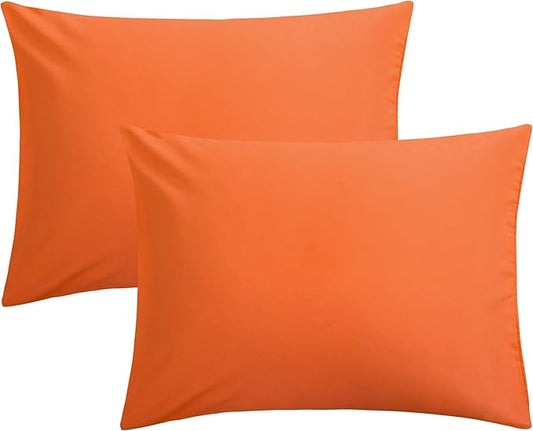 FLXXIE Microfiber Pillow Cases Standard Size, Soft Pillowcases with Envelope Closure, Wrinkle, Stain Resistant Pillow Covers, 20x26, Orange