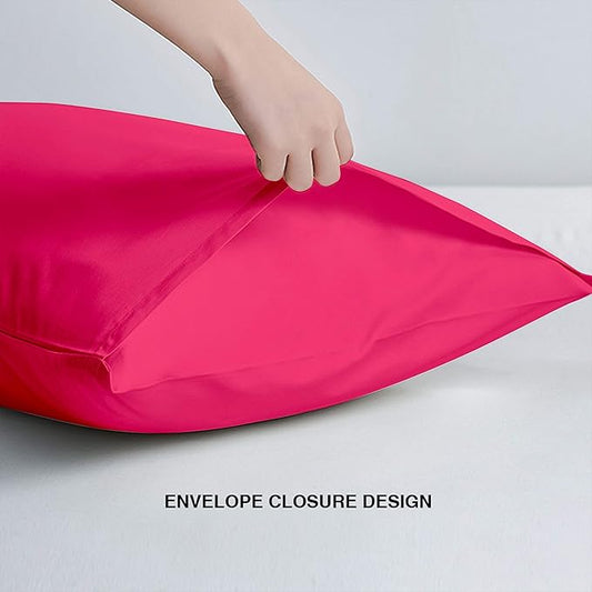 FLXXIE 2 Pack Microfiber King Pillow Cases, 1800 Super Soft Pillowcases with Envelope Closure, Wrinkle, Fade and Stain Resistant Pillow Covers, 20x36, Magenta