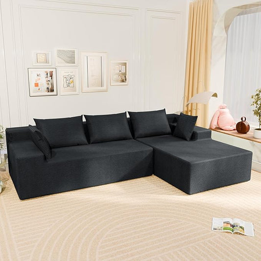 LEVELEVE 107" Cloud Sectional Couch with Deep Seat,Modern Modular Sofa with L-Shape Chaise,No Assembly Required, Upholstered Couches for Living Room Bedroom(Dark Gery,Right Facing Chaise)