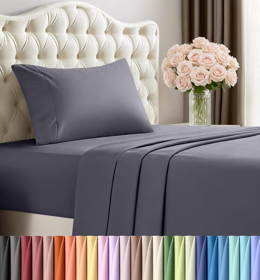 Utopia Bedding Queen Size Sheet Set – 4 Piece Bed Sheets, Soft and Breathable Microfiber, Includes 1 Fitted Sheet, 1 Flat Sheet and 2 Pillowcases – Oeko Tex (Grey) Dormly