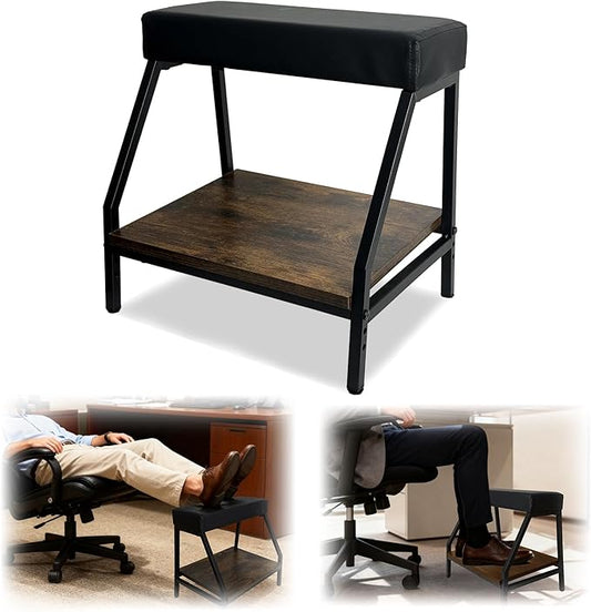 Double Step Under Desk Footrest - 15.7" H Ergonomic Adjustable Foot Stool for Office, Relieves Lower Back & Hip Pressure, Comfortabl Home Office Desk Computer Foot Rest