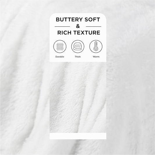 Bedsure GentleSoft Fluffy White King Size Blanket for Bed, Thick Soft Sherpa Faux Fur Fleece Bedding Fuzzy Plush Winter Warm Heavy Large King Blanket, Cozy White Gifts for Men Women, 108x90