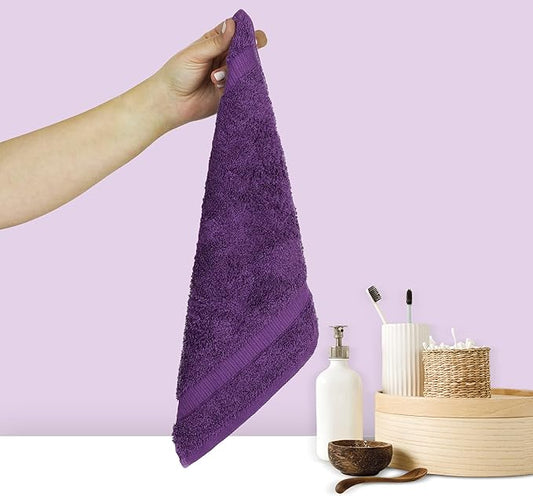 Chakir Turkish Linens 100% Cotton Premium Turkish Towels for Bathroom | 13'' x 13'' (6-Piece Washcloth, Eggplant)