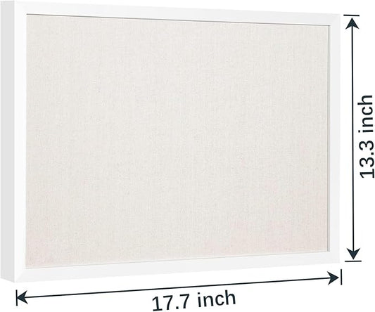 OWLKELA 13.3"x17.7" inch Bulletin Board with Linen, White Wood Style Frame, with 10 Pushpins, Linen Cork Board, Ideal for School, Home & Office