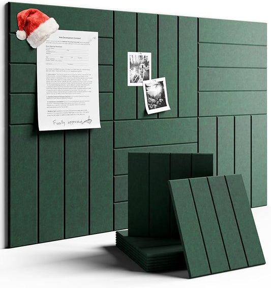 Large Felt Bulletin Board 36"x24" Cork Board Alternative - 6 Pack with 40 Safe Removable Adhesive Tabs, Cork Boards for Walls Cork Board for Home Office Classroom Pin Board- Pine Green