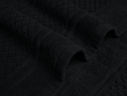 Avalon Towels Black Bath Mat - 100% Cotton Set of 2 Absorbent Bathmat - Bathroom Mats Quick Dry Bath Mats for Bathrooms (22x34 Inches)