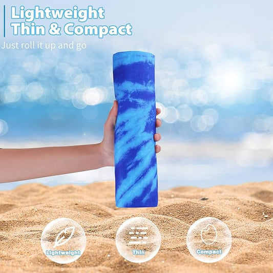 TwoYek Microfiber Thin Beach Towel Lightweight Oversized 71x32 Extra Large Sand Free Towels Quick Dry for Travel Pool Camping Sports Beach Accessories Vacation Essential Gift Blue Tie Dye