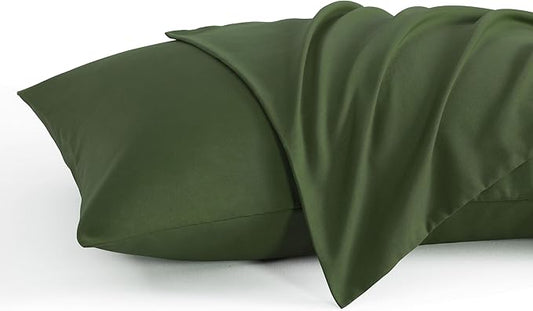 NTBAY King Pillow Cases Set of 2, 2 Pack Brushed Microfiber 20x36 Pillow Cases, Soft, Wrinkle, Fade, Stain Resistant Olive Green Pillow Cases with Envelope Closure, 20x36 Inches, Olive Green