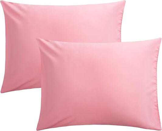 FLXXIE Microfiber Pillow Cases Standard Size, Soft Pillowcases with Envelope Closure, Wrinkle, Stain Resistant Pillow Covers, 20x26, Pink