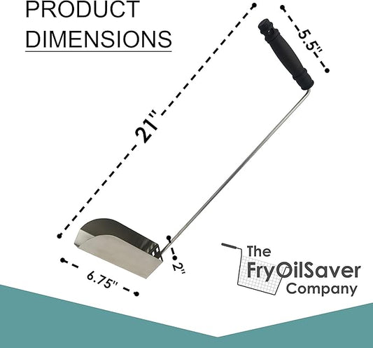 V-Shaped Deep Fryer Strainer Scoop – Frying, Scooper, Skimmer Spoon - Heat Resistant to 750F - Oil & Food Crumbs Strainer for Diner, Restaurant & Hotel by FryOilSaver Co.