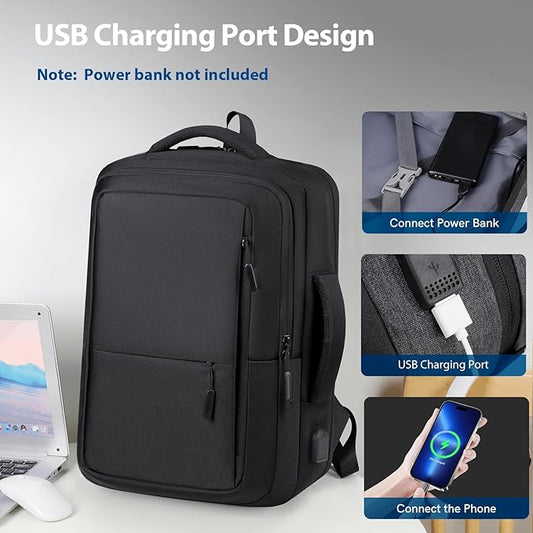 VGOAL Travel Laptop Backpack, Laptop Bookbag College Backpack Durable Water Proof with USB Charging Port for Men Women (KT0107W)