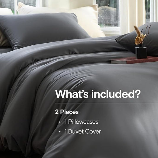 DOZ Duvet Cover Set, 100% Viscose derived from Bamboo, Organically Grown, Buttery Soft, Cooling Duvet Covers, High GSM, 1 Duvet Cover and 1 Pillowcase, 70"x90" (Storm, Twin/Twin XL)