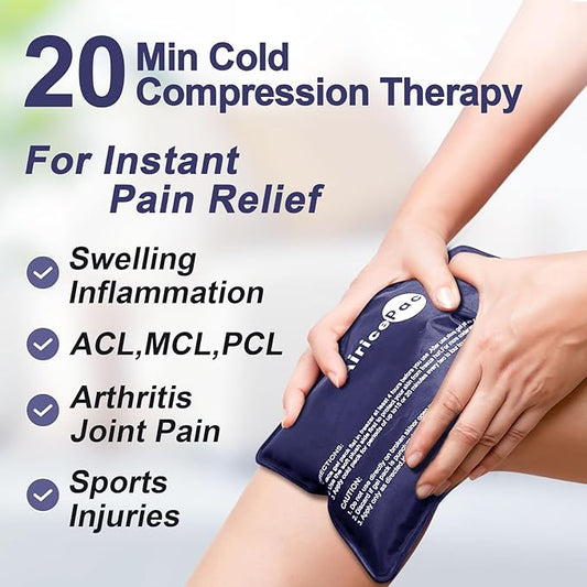 Ice Packs for Injuries Reusable, Gel Cold Pack for Knee Neck Shoulder Ankle Elbow Hip Back Pain Relief, Cold Compress Therapy for Swelling, Bruises, Surgery, 7โx 11โ, Blue