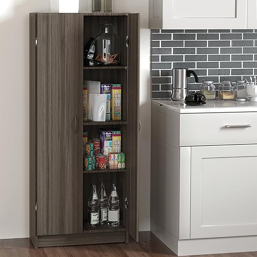 ClosetMaid Pantry Cabinet Cupboard with 2 Doors, Adjustable Shelves, Standing, Storage for Kitchen, Laundry or Utility Room, White