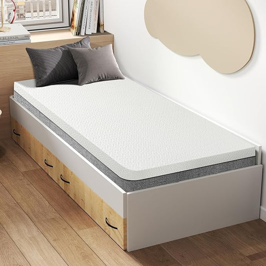 4 Inch Gel Memory Foam Mattress Topper Twin XL, Cooling Mattress Topper with Removable & Washable Bamboo Cover, CertiPUR-US Certified