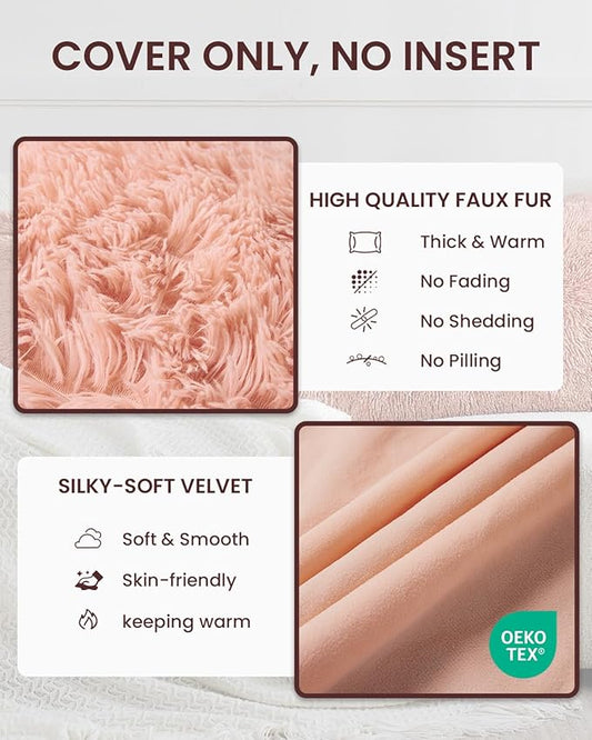 ZonLi Fuzzy Body Pillow Cover, 20"x 54" Furry Body Pillow Pillowcase, Faux Fur Long Pillow Cover with Zipper, Fluffy Soft Plush Decorative Body Pillow Cases for Bedroom (Pink)