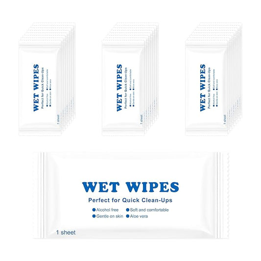 Individually Wrapped Wet Wipes, Wet Wipes For Hands Bulk, Easy To Carry, Quick To Clean Hands, Suitable For Restaurants, Barbecues, Travel, Weddings, Homeless People (50-PACK)