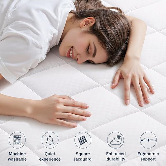 OLANLY California King Quilted Fitted Mattress Pad – Soft Pillow Top Mattress Topper, Down Alternative Fill, Cooling Breathable Mattress Cover, Machine Washable Deep Pocket Mattress Protector, White