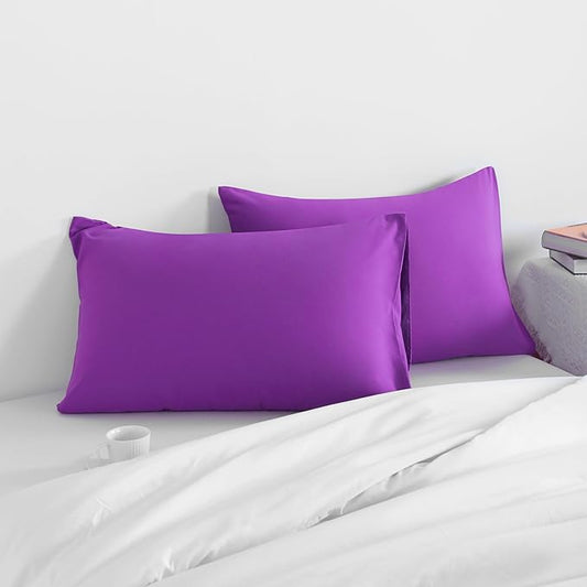 NTBAY King Pillow Cases Set of 2, 2 Pack Brushed Microfiber 20x36 Pillow Cases, Soft, Wrinkle, Fade, Stain Resistant Purple Pillow Cases with Envelope Closure, 20x36 Inches, Purple
