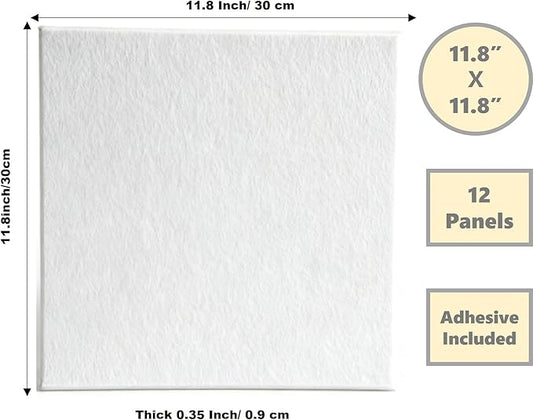 12-Pack White Felt Wall Tiles(11.8“x11.8”Each), 47.2“x 35.4” Large Cork Board Alternative, Self-Adhesive Bulletin Pin Board for Office Home Kitchen Photos & Memos