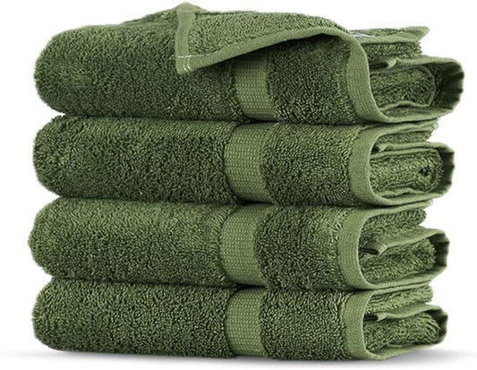 Towel Bazaar Premium Cotton Super Soft and Absorbent Turkish Towels (4-Piece Washcloth, Moss Green)
