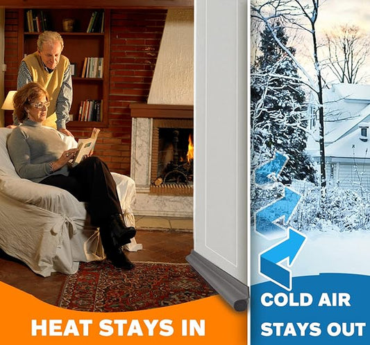 MAXTID Under Door Draft Stopper 36 inches Grey Door Draft Blocker Exterior Door Seal Strips Weatherstripping Doors Sweep Guard