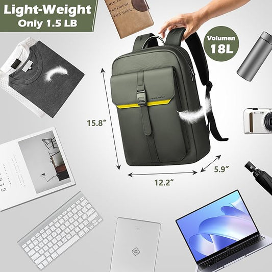 hk Slim Laptop Backpack for Men Women, Lightweight Business Backpacks 15.6 Inch Water-resistant Computer Bag for College Work Daily