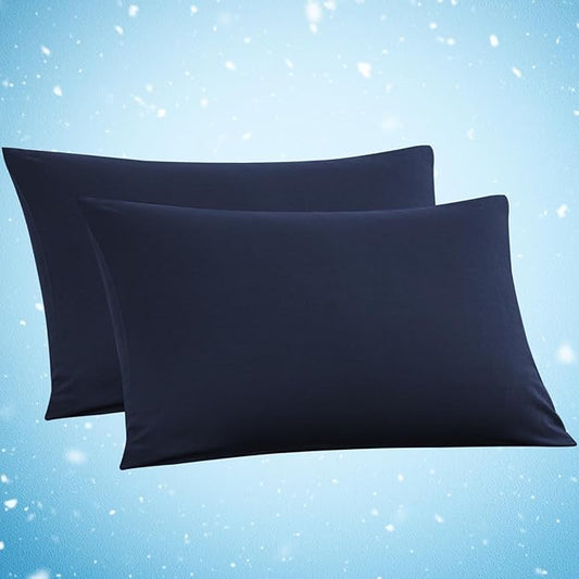 Avolare 2 Pack Pillowcases, Cooling Pillow Case Standard Size with Envelope Closure, Breathable Machine Washable Pillow Covers for Hot Sleepers, Night Sweats - Navy Blue (20"x26") Imported