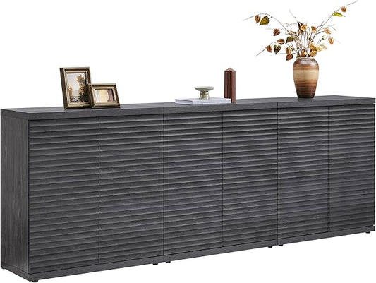 SICOTAS Buffet Cabinet with Storage Accent Sideboard Modern Credenza with Doors & Shelves Fluted Media Console Mid Century Coffee Bar Table for Living Room Kitchen Dining Room Hallway (3PCS)