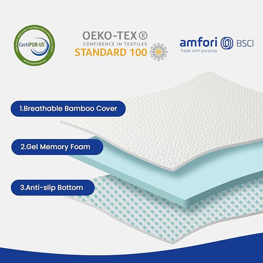 4 Inch Gel Memory Foam Mattress Topper Full, Cooling Mattress Topper with Removable & Washable Bamboo Cover, CertiPUR-US Certified