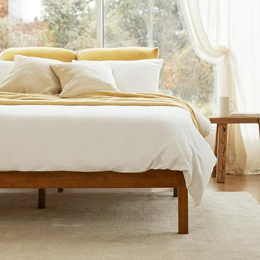 LIFEMENT Classic Wood Platform Bed Frame, Essential, Noise Free, Under Bed Storage, No Box Spring Needed, Easy Assembly (Cherry, Full)