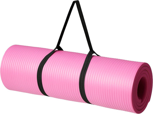 Amazon Basics Extra Thick Exercise Yoga Mat with Carrying Strap Dormly