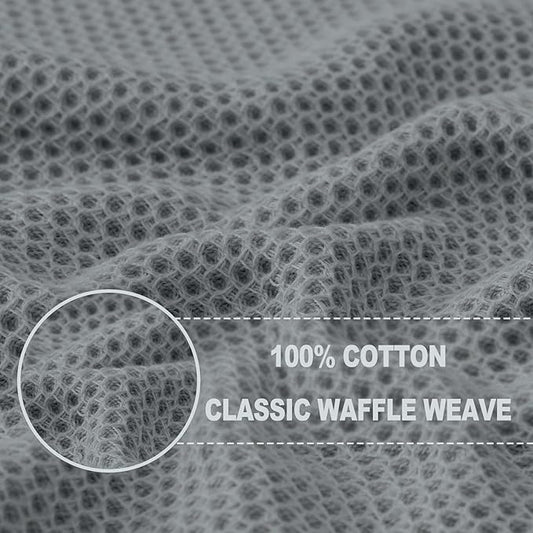 Homaxy 100% Cotton Waffle Weave Kitchen Dish Towels, Ultra Soft Absorbent Quick Drying Cleaning Towel, 13 x 28 Inches, 6-Pack, Grey