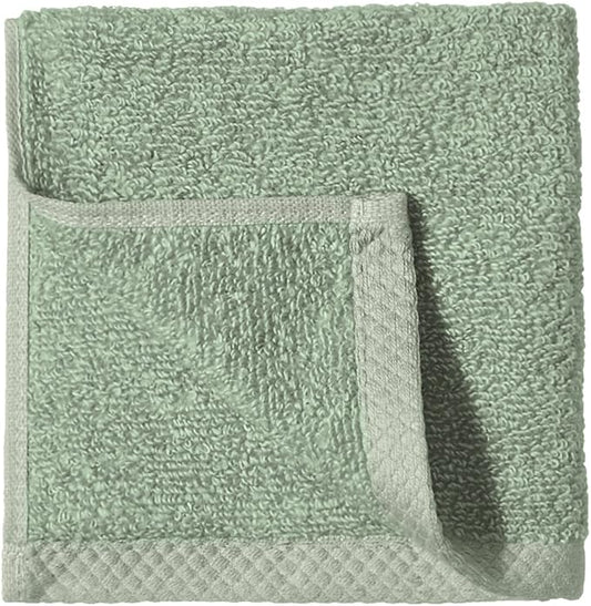 Amazon basics cotton washcloths, Lightweight quick-dry, 12" x 12", 12-pack, seafoam green