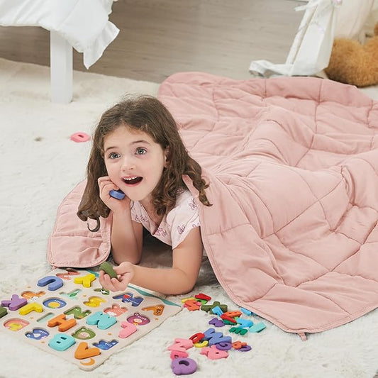 Pink Weighted Blanket Kids 5lbs, 36"x48", Cooling Heavy Throw Blanket for 20-40lbs, Microfiber Soft Thick Big Blankets Weighted Comforter Breathable Gift for Sleeping