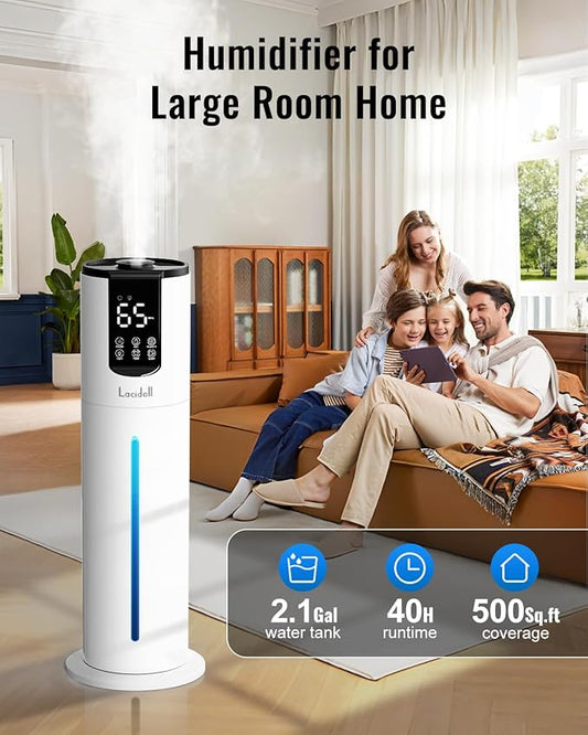 8L Humidifiers for bedroom, Humidifiers large room up to 500 sq ft, Easy to Clean Humidifier with Fully Washable Parts, Ultrasonic Cool Mist Humidifier for Home Plants Baby Nursery Office